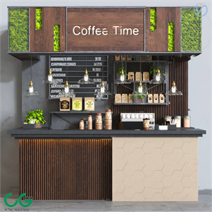 Industrial style coffee shop bar 3d model